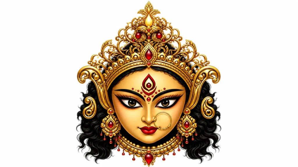 goddess durga divine face icon illustration