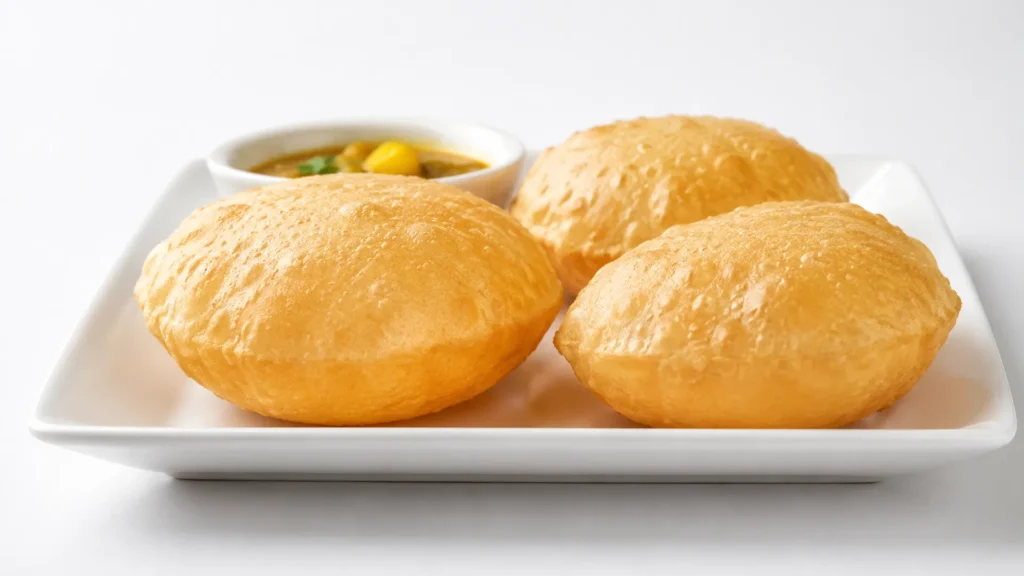 puffed poori with vegetable curry puffed poori with vegetable curry