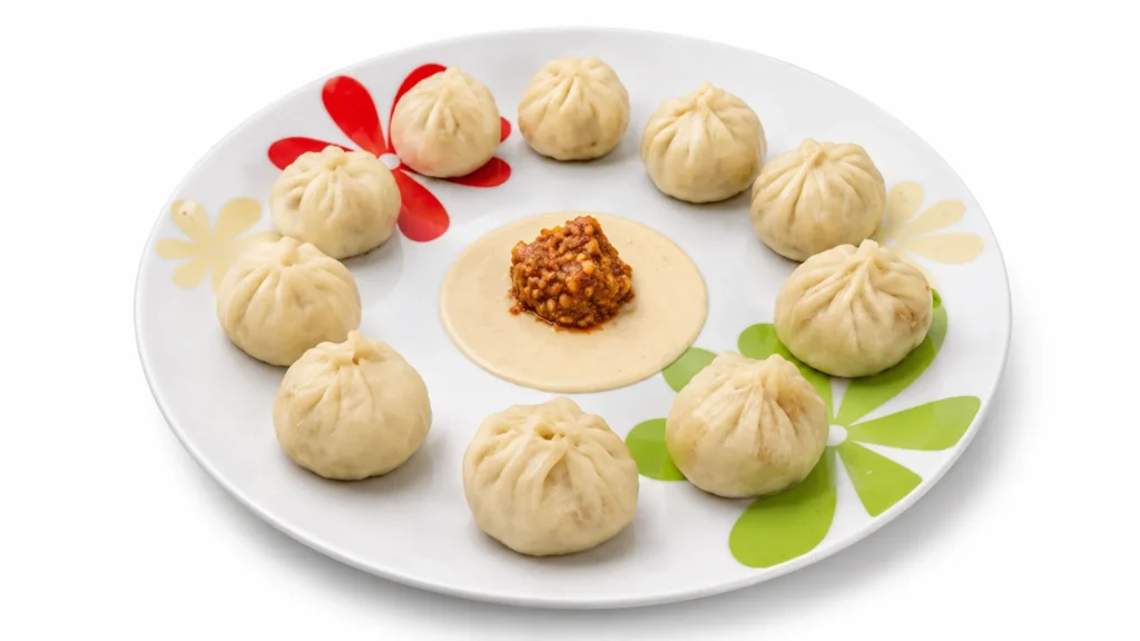 vegetarian steamed momos with chutney vegetarian steamed momos with chutney