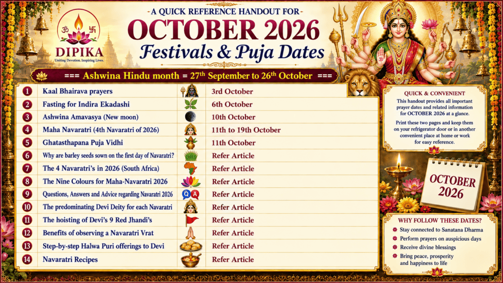 oct2026 festivals puja dates
