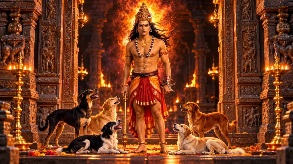 bhairava at the firelit temple gate