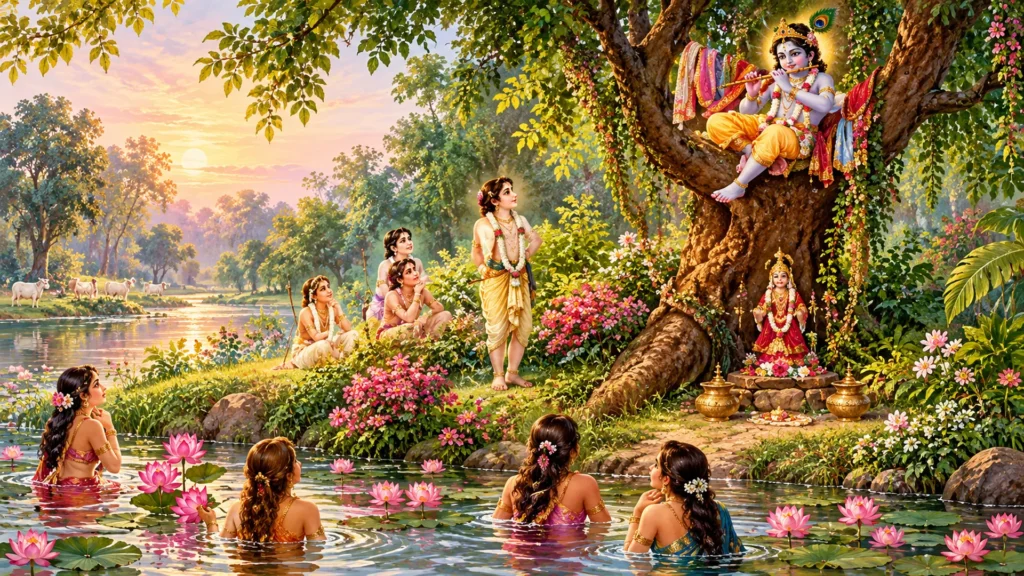 krishna’s flute by the lotus pond