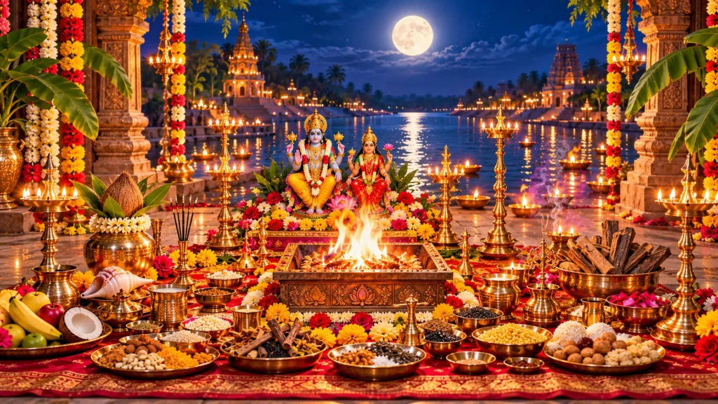 moonlit havan by the sacred ghat
