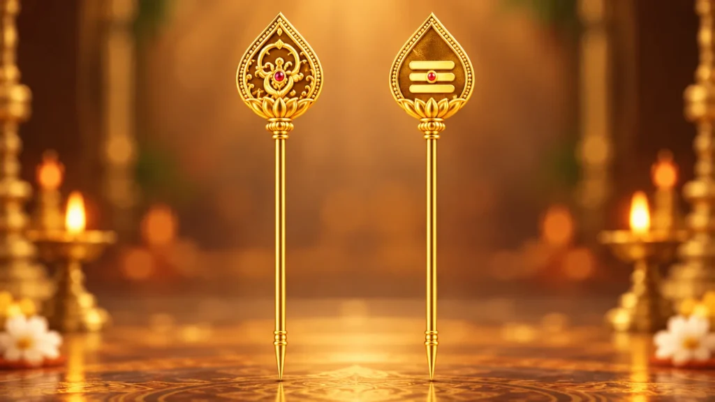 ornate golden ritual vels in temple glow