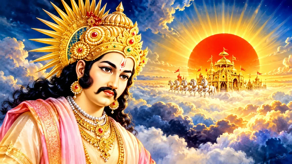 radiant deity above the celestial chariot